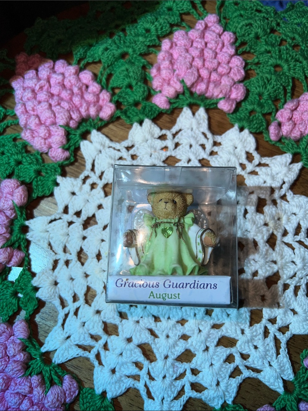 Gracious Guardians August Angel Bear Figurine - peridot - Picture 5 of 8